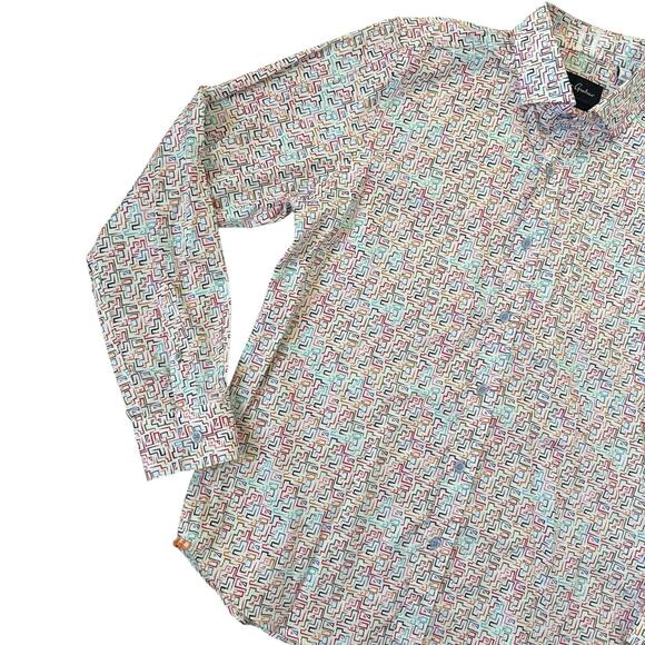 Robert Graham Long Sleeve Button Up Shirt Mens Large Colorful Geometric Pattern - Picture 4 of 15
